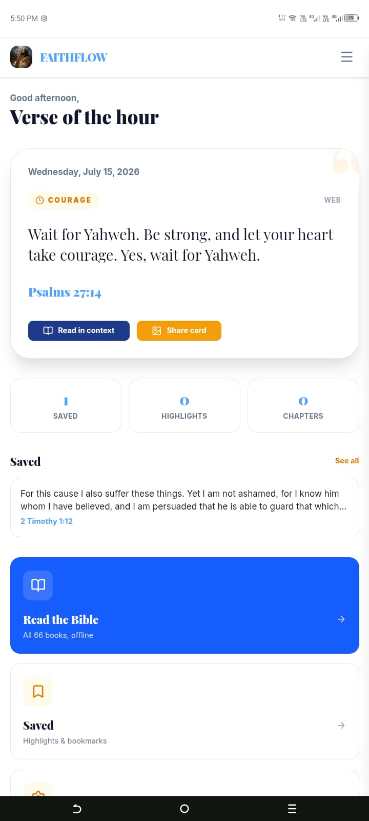 Faithflow App interface